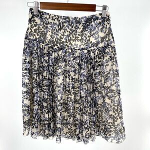 Ann Taylor Pleated Floral Silk Skirt